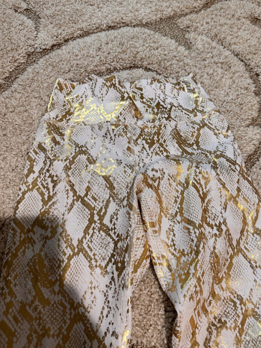 Fabletics - White and Gold Snake Print Women’s High-Waist Jeans - Picture 2 of 7